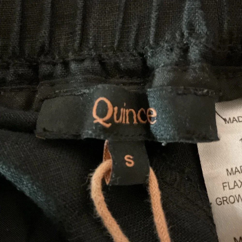 Quince‎ Women's 100% European Linen Wide Leg Relaxed Fit Pants Black Size Small
